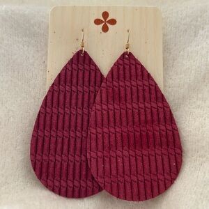 Nickel & Suede Women’s Leather Textured‎ Large Teardrop Earrings